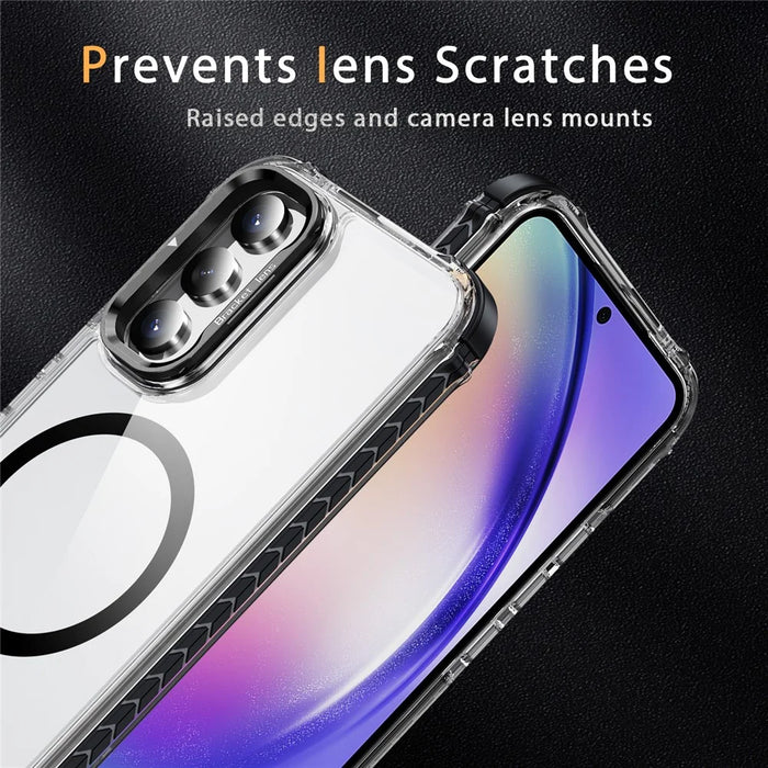 For Samsung Galaxy A34 5G Clear Phone Case with Lens Kickstand Cover Magnetic Case - Black - 4