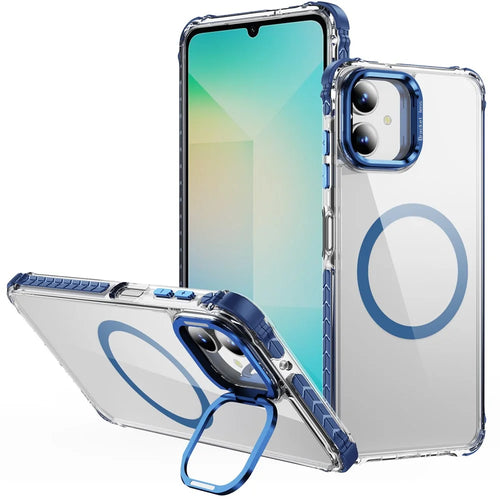 For Samsung Galaxy A05 4G Clear Phone Case with Lens Kickstand Cover Magnetic Case - Blue - 1