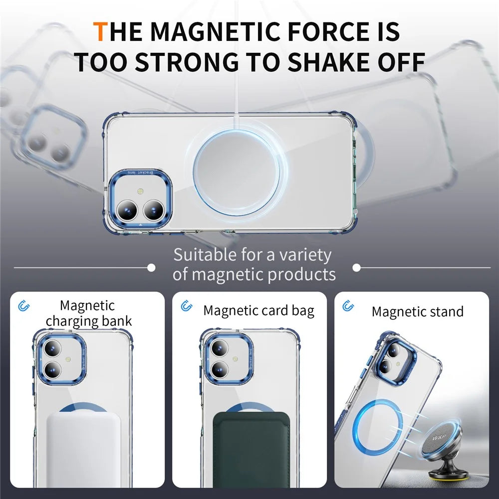 For Samsung Galaxy A05 4G Clear Phone Case with Lens Kickstand Cover Magnetic Case - Blue - 2
