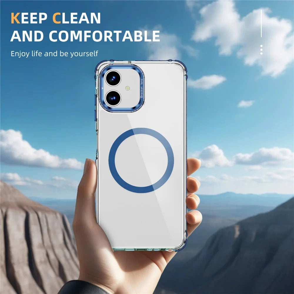 For Samsung Galaxy A05 4G Clear Phone Case with Lens Kickstand Cover Magnetic Case - Blue - 7