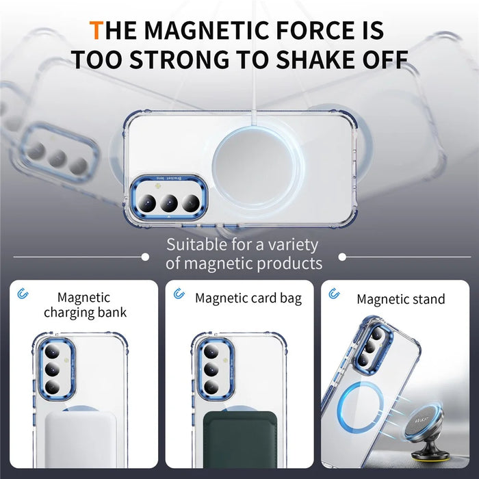 For Samsung Galaxy A05s 4G Clear Phone Case with Lens Kickstand Cover Magnetic Case - Blue - 2