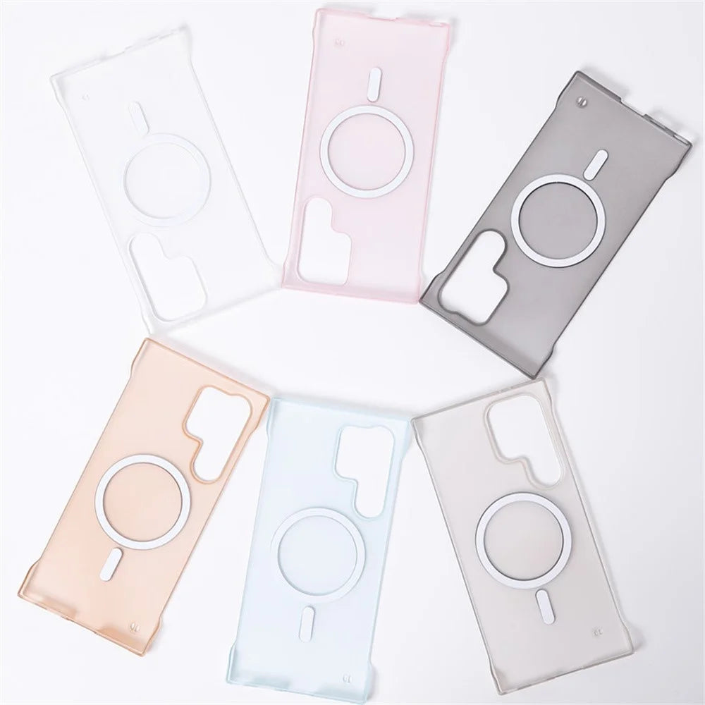 For Samsung Galaxy S24 Ultra Phone Case Anti Scratch Frameless PC Cover Magnetic Case - Gold - 3