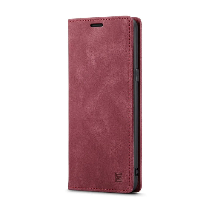 AUTSPACE For Samsung Galaxy S8+ Wallet Case  A01 Leather Stand Cover with RFID Blocking Card Holder - Red - 2