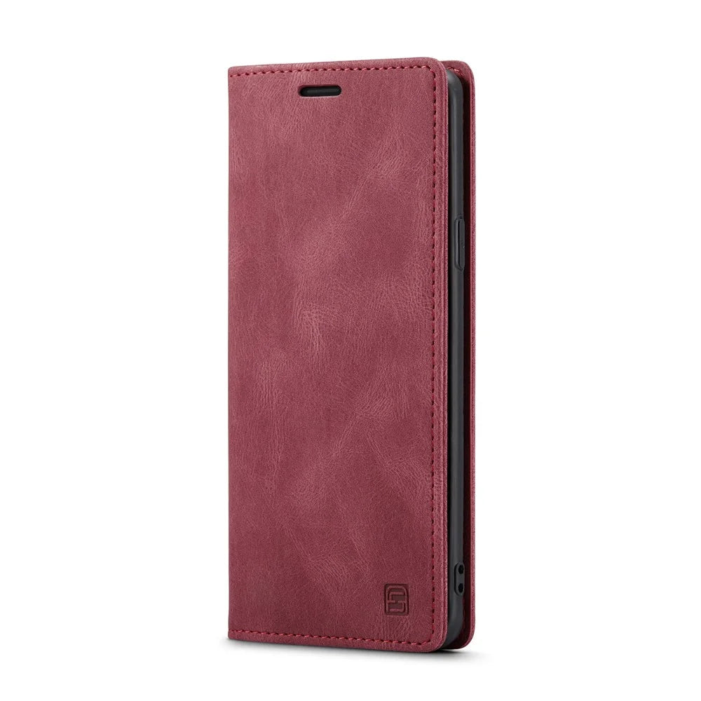 AUTSPACE For Samsung Galaxy S9 Wallet Case  A01 Leather Stand Cover with RFID Blocking Card Holder - Red - 2