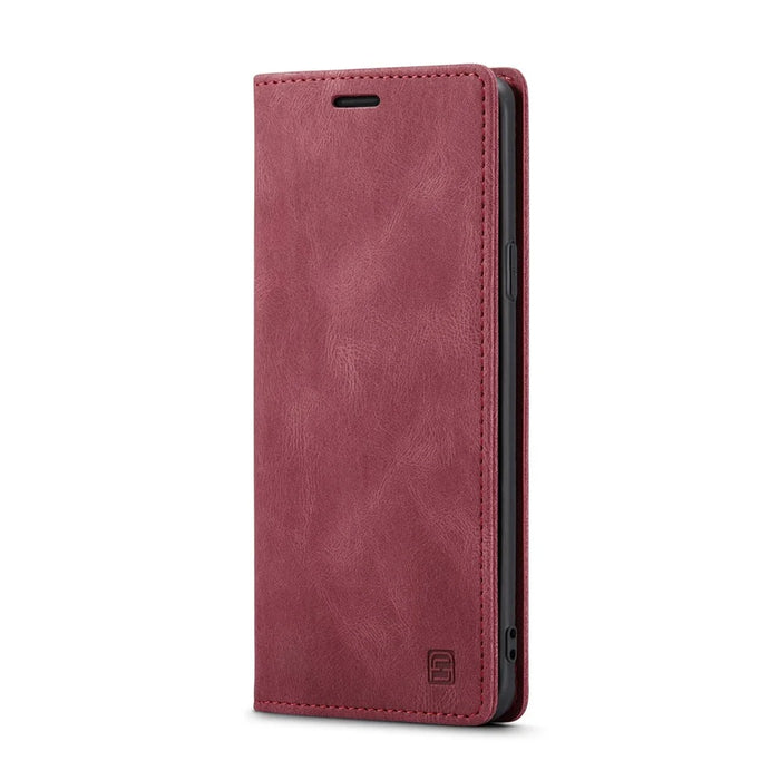 AUTSPACE For Samsung Galaxy S9 Wallet Case  A01 Leather Stand Cover with RFID Blocking Card Holder - Red - 2
