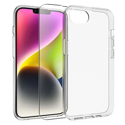 For iPhone 17e / 16e Clear TPU Anti-Scratch Phone Case + 2.5D Arc Edge Screen Protector - 1