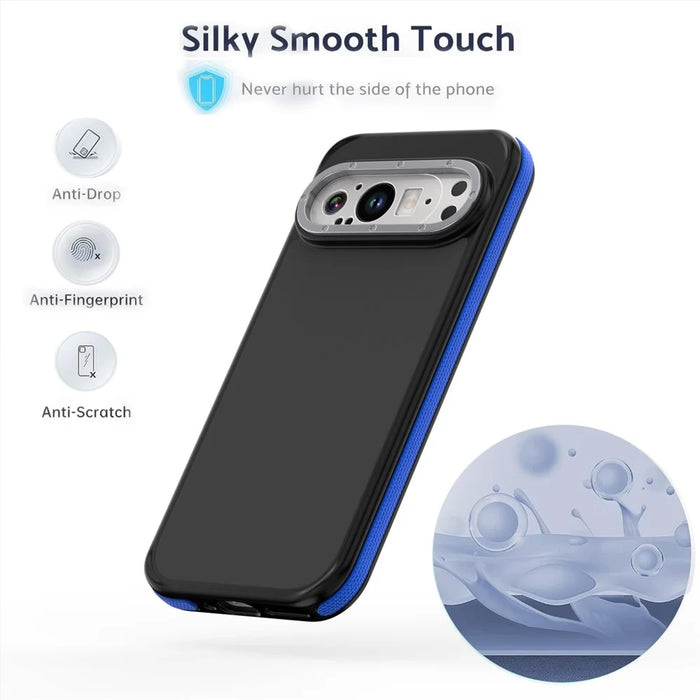 For Google Pixel 9 Pro XL Case Skin Touch PC + TPU Anti Drop Phone Back Cover - Blue - 4