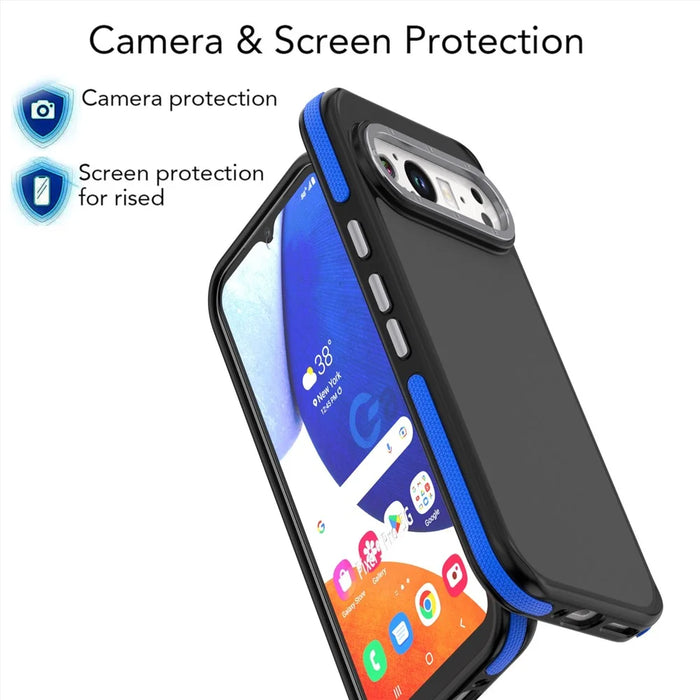 For Google Pixel 9 Pro XL Case Skin Touch PC + TPU Anti Drop Phone Back Cover - Blue - 5