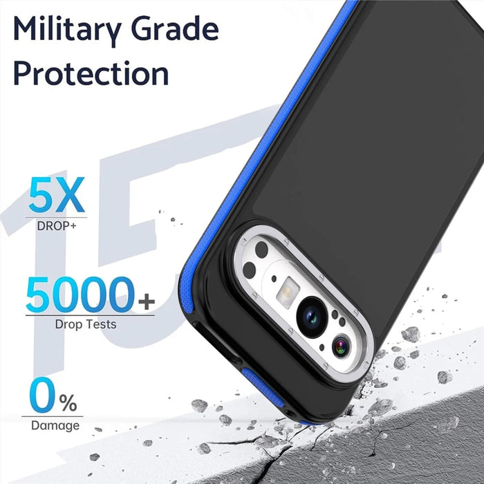 For Google Pixel 9 Pro XL Case Skin Touch PC + TPU Anti Drop Phone Back Cover - Blue - 6