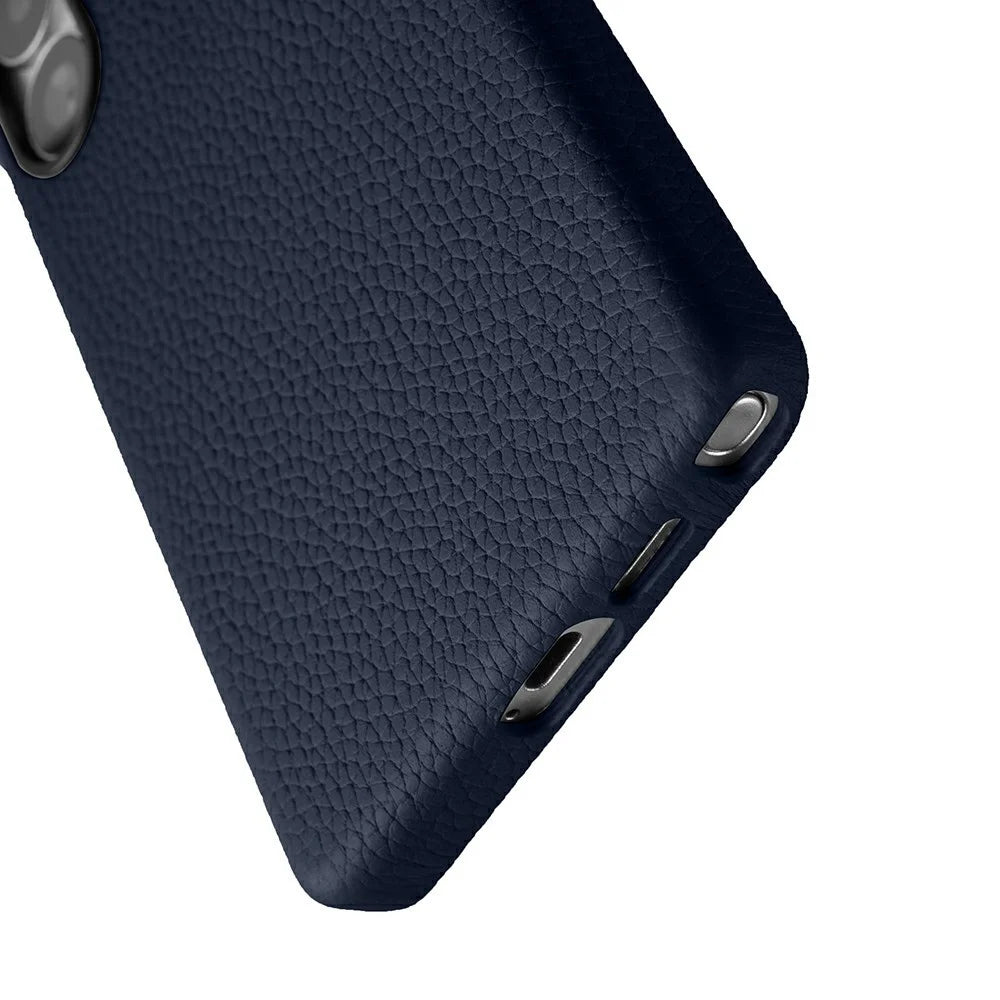 MELKCO For Samsung Galaxy S25 Ultra Case Genuine Cow Leather + PC Anti Drop Phone Back Cover - Dark Blue - 3