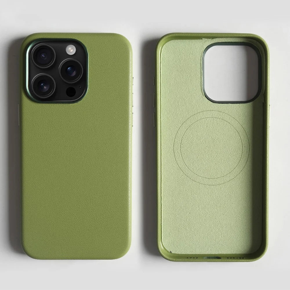 For iPhone 13 Pro Max Magnetic Case Eco-Friendly RPET Leather Phone Back Cover GRS Certified - Light Green - 2