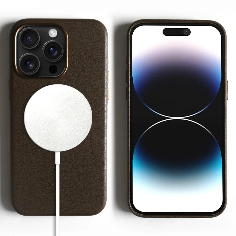 For iPhone 14 Pro Max Magnetic Case Eco-Friendly RPET Phone Back Cover GRS Certified - Dark Brown - 1