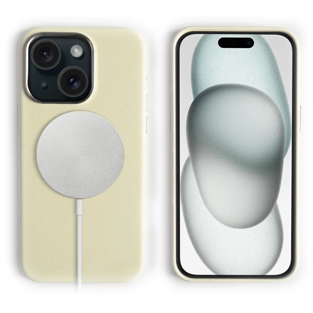 For iPhone 15 Magnetic Case Eco-Friendly RPET Phone Back Cover GRS Certified - Beige - 1