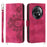 For Realme 13+ 5G / 13 Pro 5G (China) Case Flower Pattern PU Leather Wallet Phone Cover with Strap - Wine Red - 1