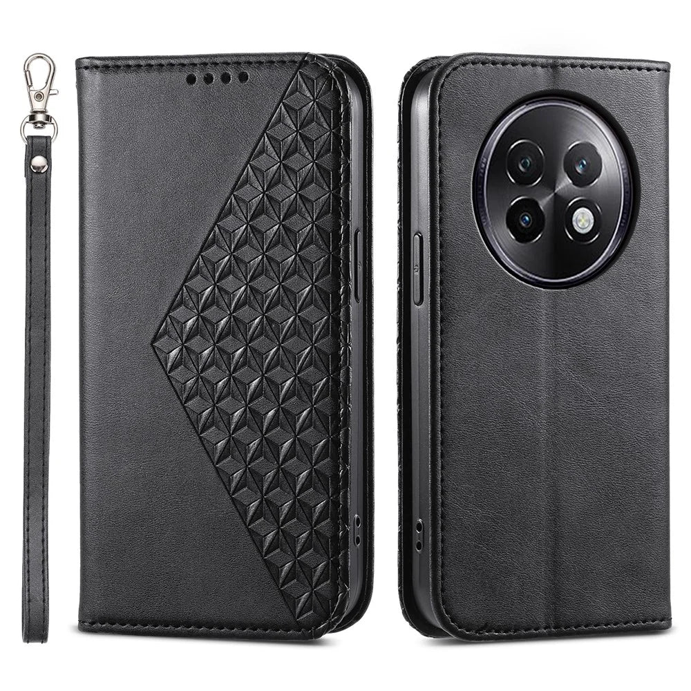 For Realme 13+ 5G Case Calf Texture PU Leather Phone Cover with Wallet - Black - 1