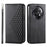 For Realme 13+ 5G Case Calf Texture PU Leather Phone Cover with Wallet - Black - 1