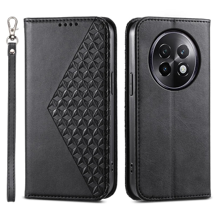 For Realme 13+ 5G Case Calf Texture PU Leather Phone Cover with Wallet - Black - 1