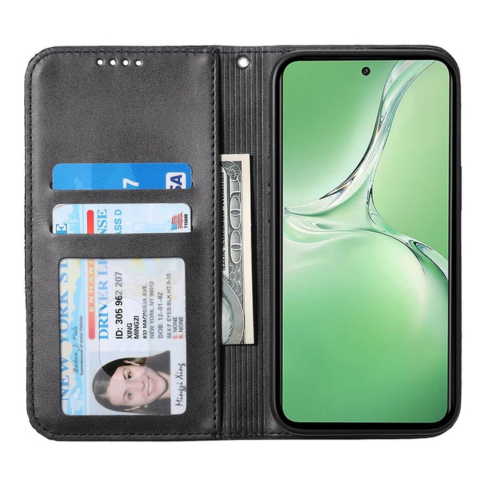For OnePlus 13R 5G Case Calf Texture PU Leather Phone Cover with Wallet - Black - 2
