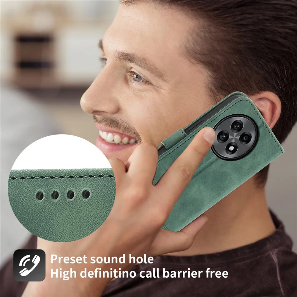 DIERFENG DF-03 For OnePlus 13R 5G Leather Case Lines Imprint Wallet Phone Cover - Green - 7