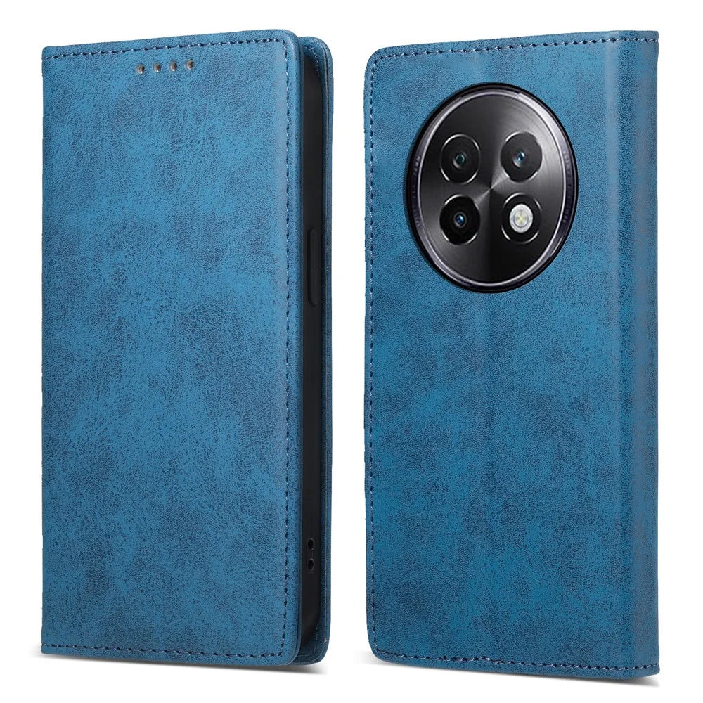 DF-05 For Realme 13+ 5G Wallet Case RFID Blocking PU Leather Phone Cover - Blue - 1