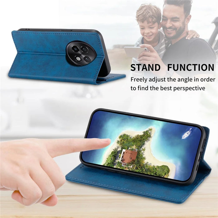 DF-05 For Realme 13+ 5G Wallet Case RFID Blocking PU Leather Phone Cover - Blue - 3