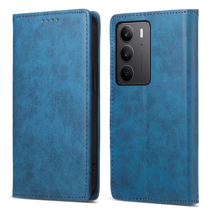 For Realme C75 4G / V60 Pro 5G Wallet Case RFID Blocking PU Leather Phone Cover - Blue - 1