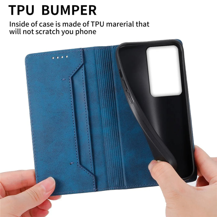 For Realme C75 4G / V60 Pro 5G Wallet Case RFID Blocking PU Leather Phone Cover - Blue - 6