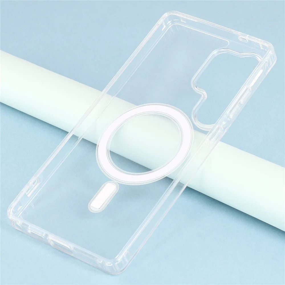 For Samsung Galaxy S25 Ultra Magnetic Case TPU + Acrylic Clear Phone Cover - 4