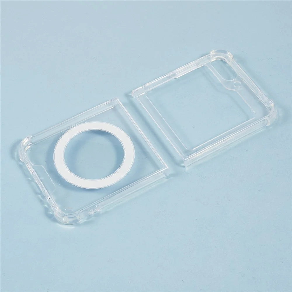 For Samsung Galaxy Z Flip7 FE 5G / Z Flip6 5G Magnetic Case TPU + Acrylic Clear Phone Cover - 4