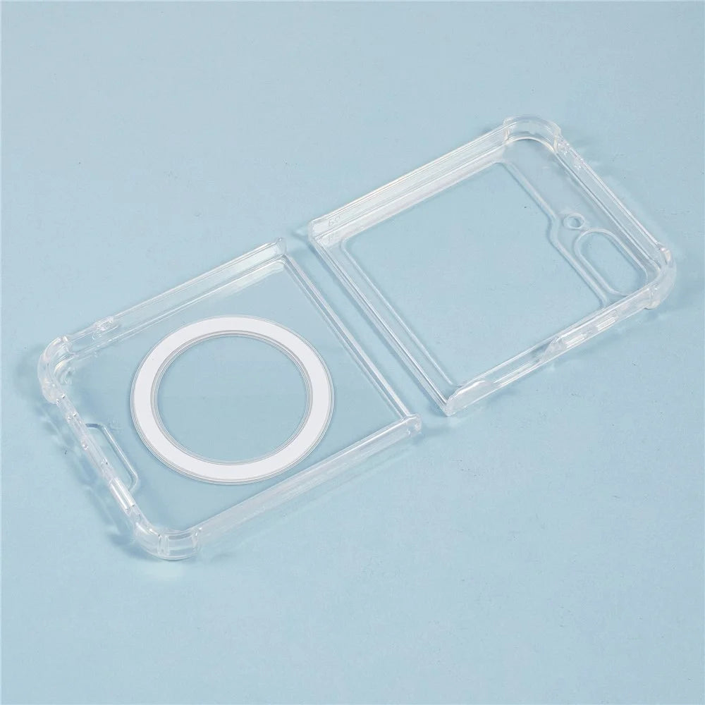 For Samsung Galaxy Z Flip7 FE 5G / Z Flip6 5G Magnetic Case TPU + Acrylic Clear Phone Cover - 5