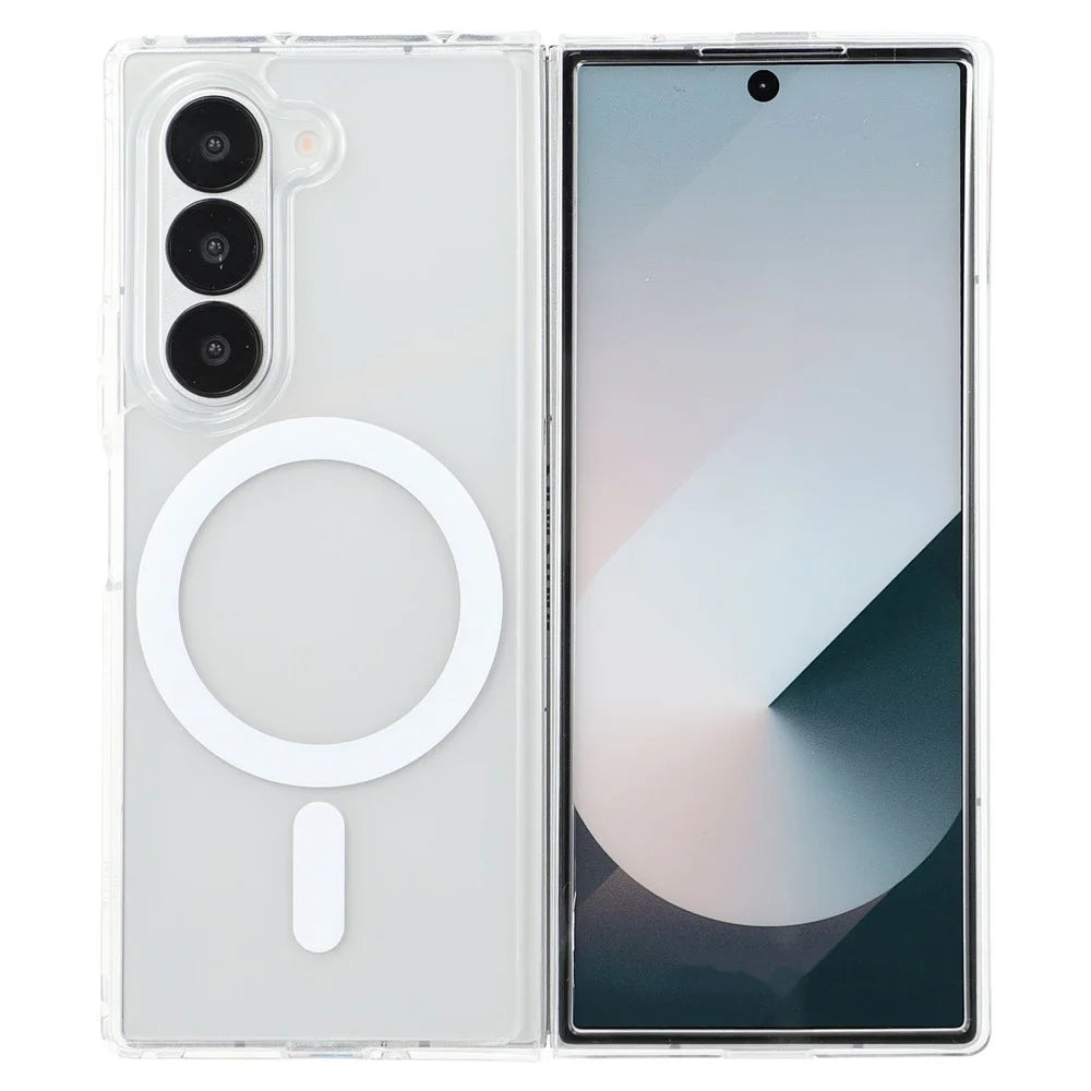 For Samsung Galaxy Z Fold6 5G Magnetic Case TPU + Acrylic Clear Phone Cover - 1