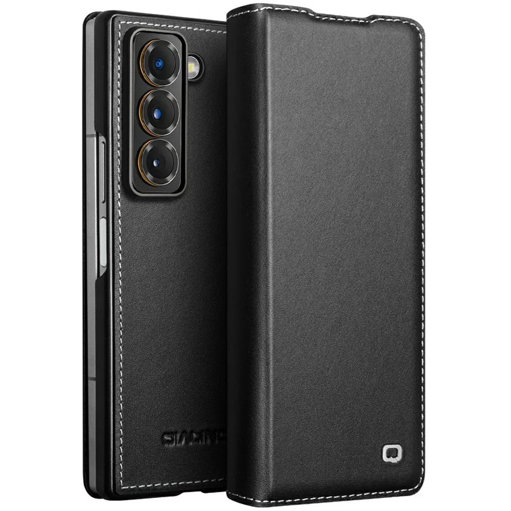 QIALINO For Samsung Galaxy Z Fold Special Case Genuine Cow Leather Anti Drop Phone Cover - 1