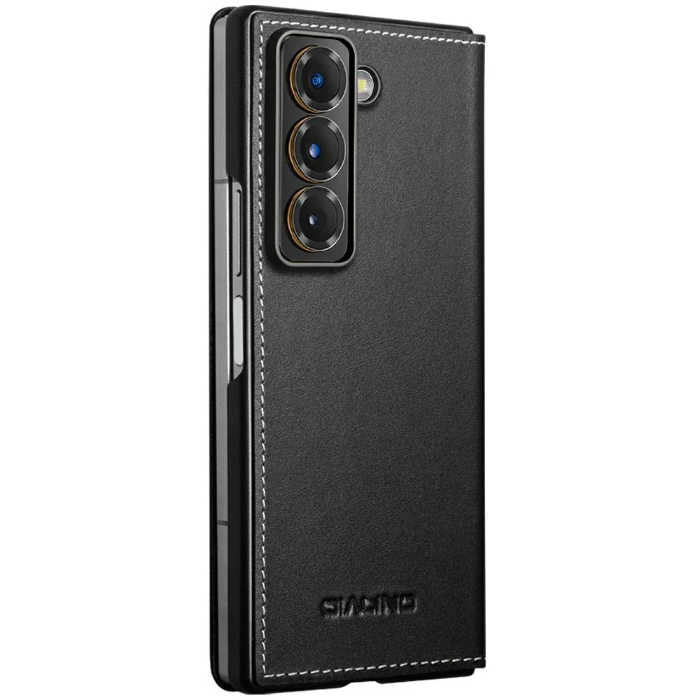 QIALINO For Samsung Galaxy Z Fold Special Case Genuine Cow Leather Anti Drop Phone Cover - 3