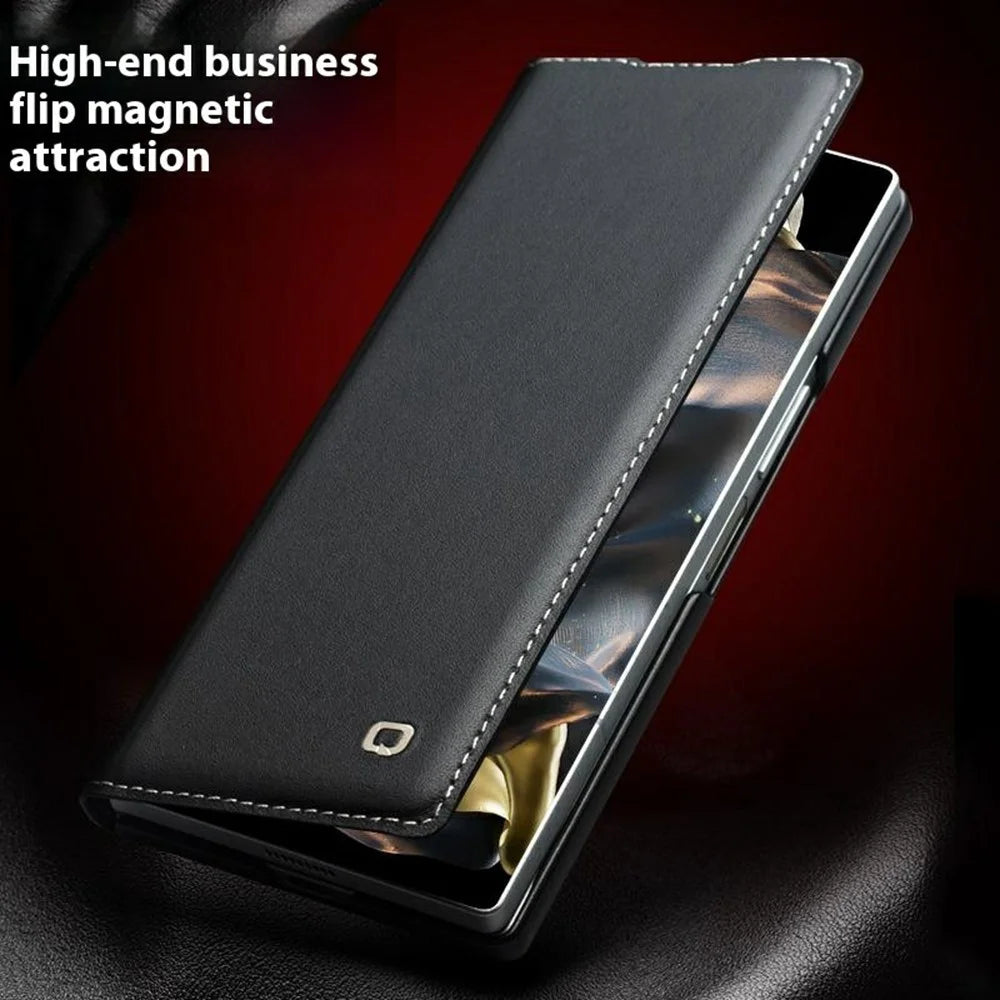 QIALINO For Samsung Galaxy Z Fold Special Case Genuine Cow Leather Anti Drop Phone Cover - 5