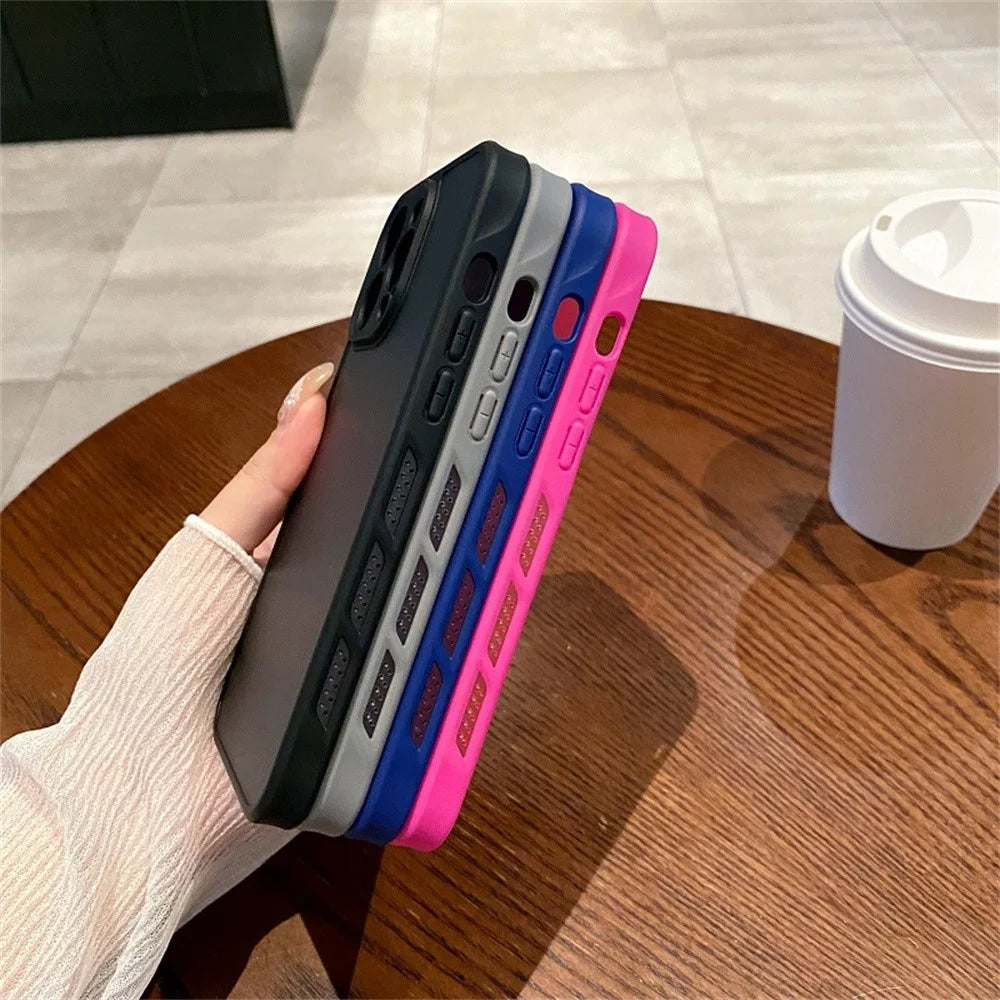 For iPhone 14 Pro Case PC + TPU Heat Dissipation Phone Back Cover Skin Touch - Black - 5