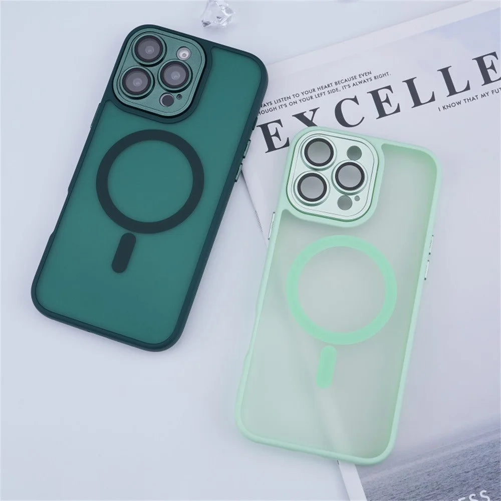 For iPhone 16 Pro Max Magnetic Case with Lens Film / Detachable Lens Frame Hybrid Phone Back Cover - Wine Red - 2
