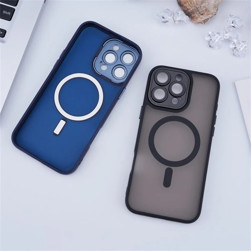 For iPhone 16 Pro Max Magnetic Case with Lens Film / Detachable Lens Frame Hybrid Phone Back Cover - Wine Red - 7
