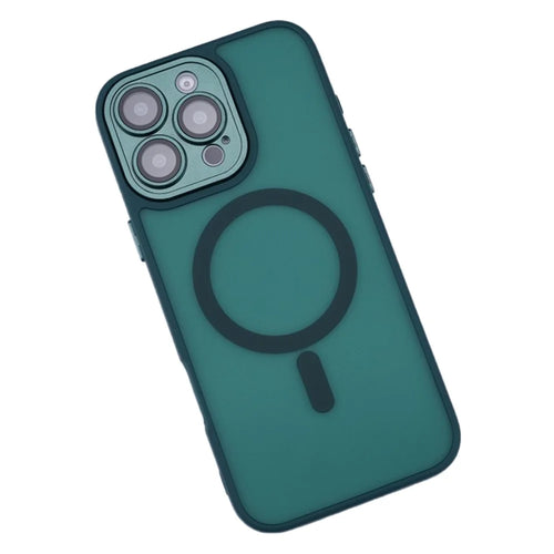 For iPhone 16 Pro Magnetic Case with Lens Film / Detachable Lens Frame Hybrid Phone Back Cover - Dark Green - 1