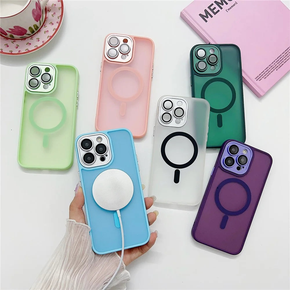 For iPhone 14 Pro Magnetic Case with Lens Film / Detachable Lens Frame Hybrid Phone Back Cover - Wine Red - 6