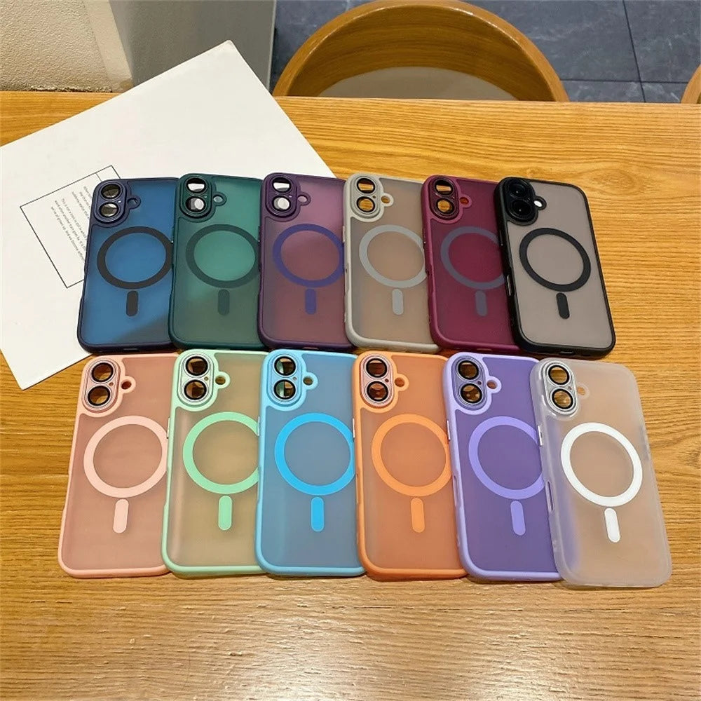 For iPhone 16 Magnetic Case with Lens Film / Detachable Lens Frame Hybrid Phone Back Cover - Midnight Green - 6