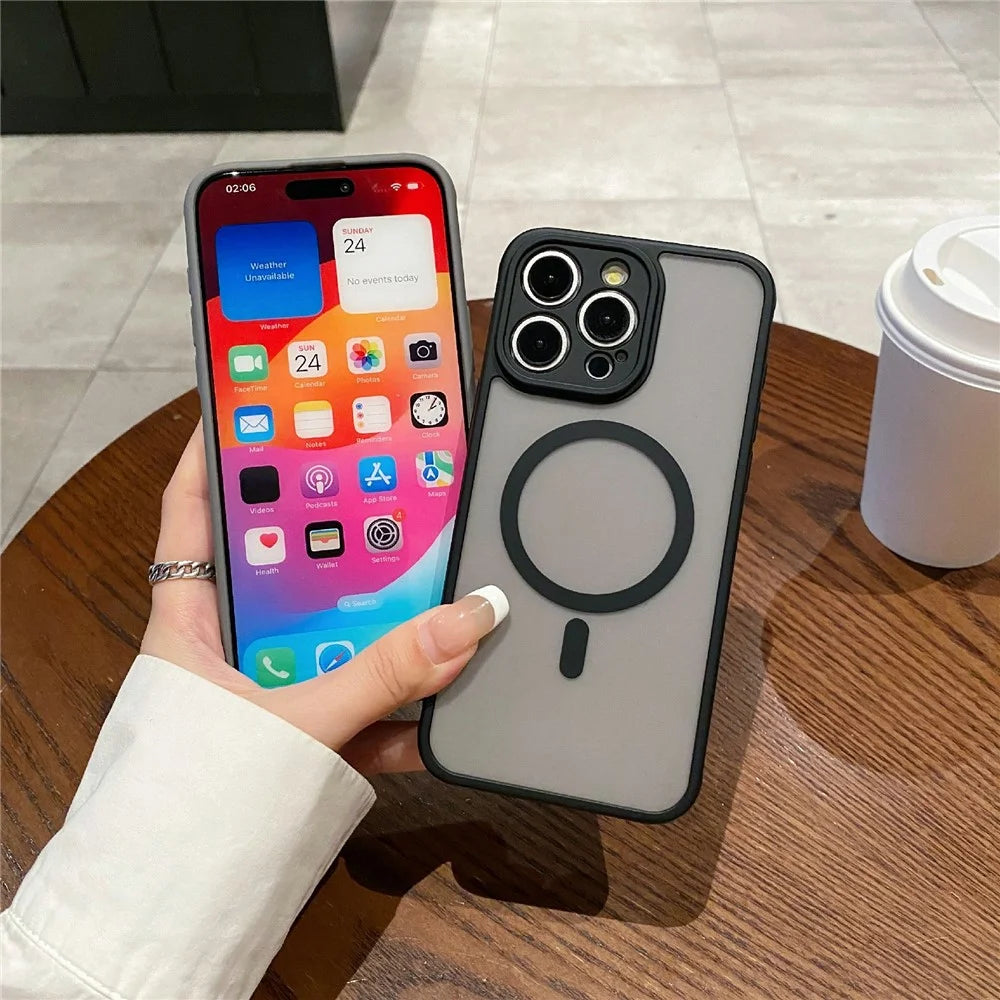 For iPhone 13 Pro Max Case Compatible with MagSafe TPU + PC Skin Touch Matte Phone Cover - Black - 4