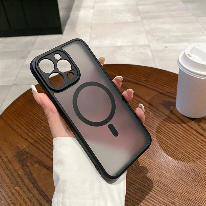 For iPhone 14 Pro Case Compatible with MagSafe TPU + PC Skin Touch Matte Phone Cover - Black - 2