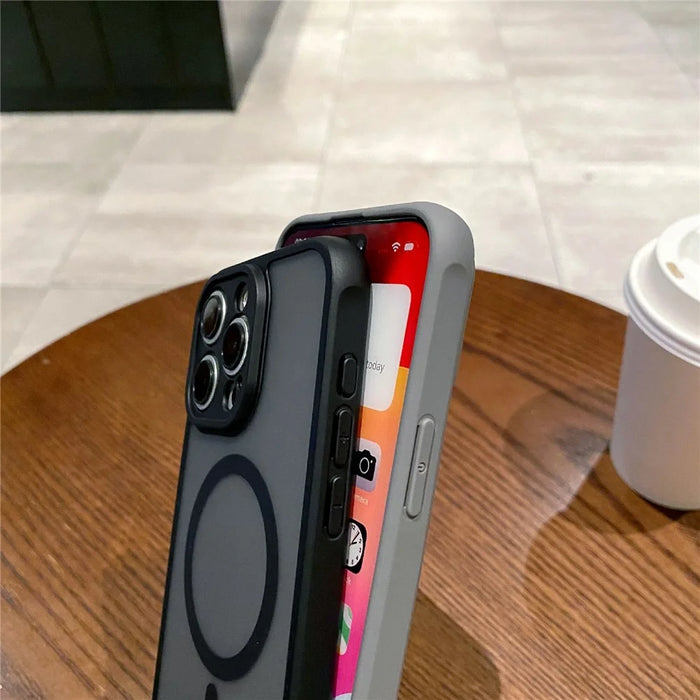 For iPhone 14 Pro Case Compatible with MagSafe TPU + PC Skin Touch Matte Phone Cover - Black - 5