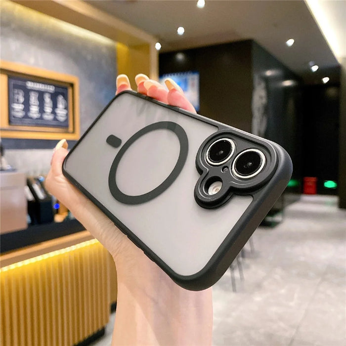 For iPhone 16 Case Compatible with MagSafe TPU + PC Skin Touch Matte Phone Cover - Black - 3