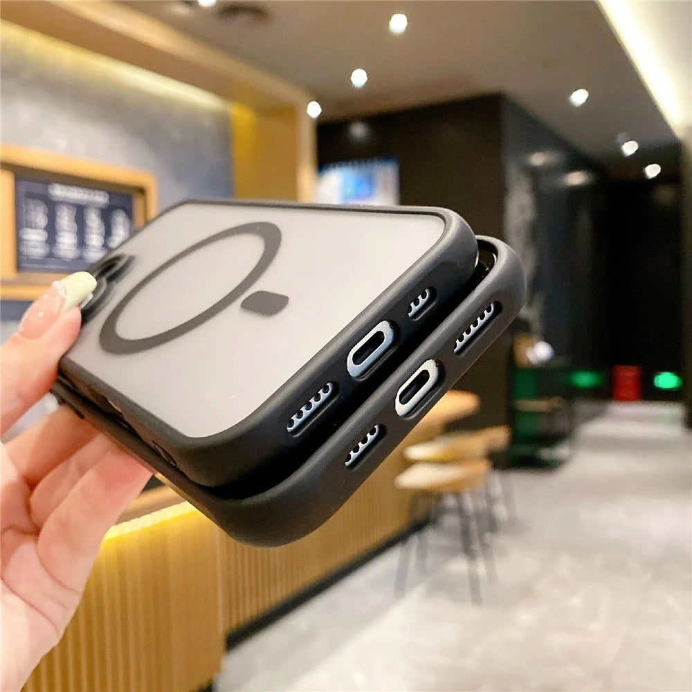 For iPhone 16 Pro Case Compatible with MagSafe TPU + PC Skin Touch Matte Phone Cover - Black - 4