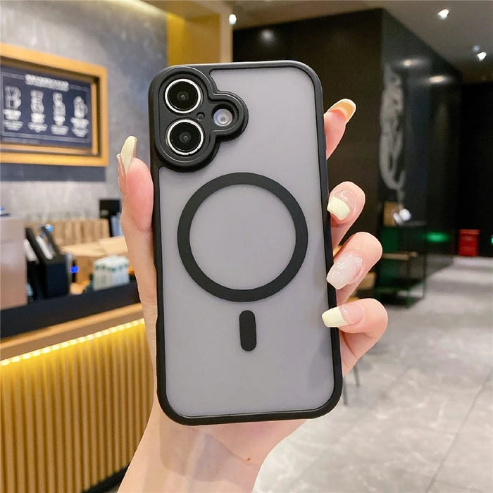 For iPhone 16 Plus Case Compatible with MagSafe TPU + PC Skin Touch Matte Phone Cover - Black - 1