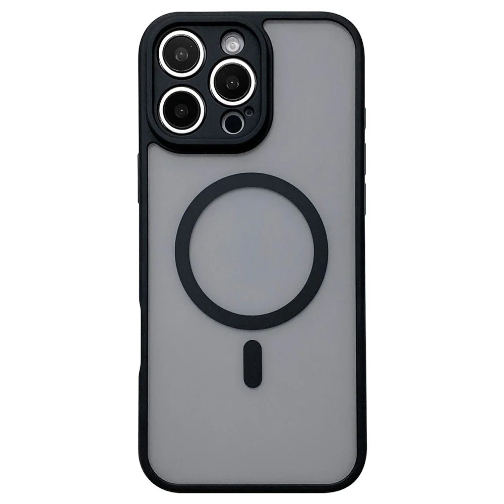 For iPhone 16 Pro Max Case Compatible with MagSafe TPU + PC Skin Touch Matte Phone Cover - Black - 1