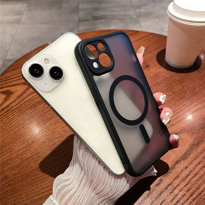 For iPhone 14 Case Compatible with MagSafe TPU + PC Skin Touch Matte Phone Cover - Black - 3