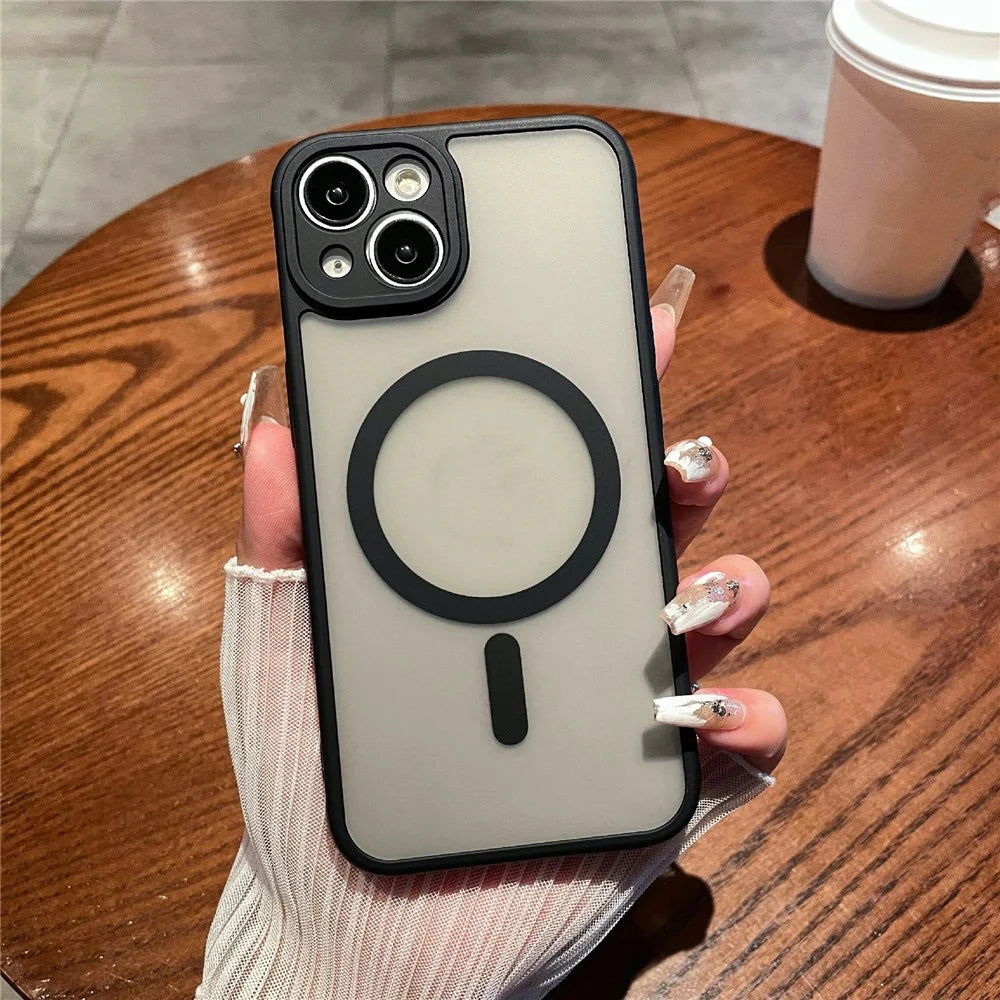 For iPhone 13 Case Compatible with MagSafe TPU + PC Skin Touch Matte Phone Cover - Black - 2