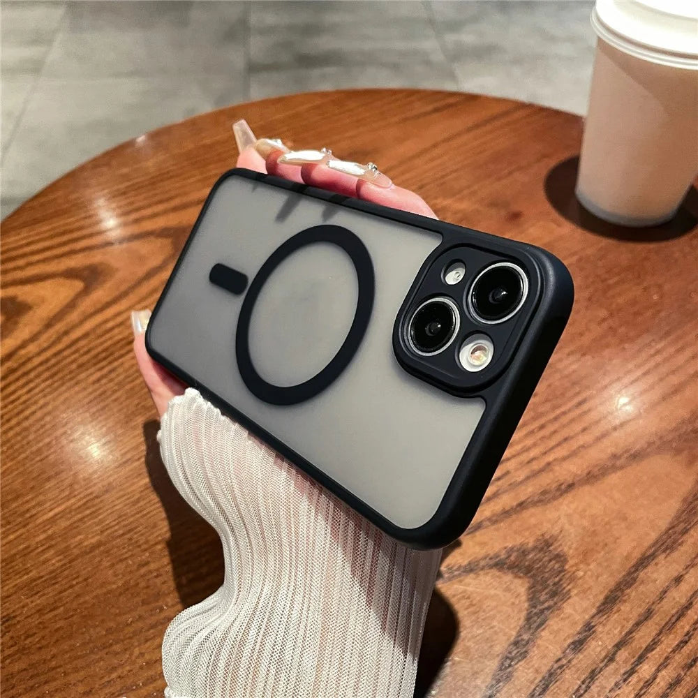 For iPhone 13 Case Compatible with MagSafe TPU + PC Skin Touch Matte Phone Cover - Black - 4
